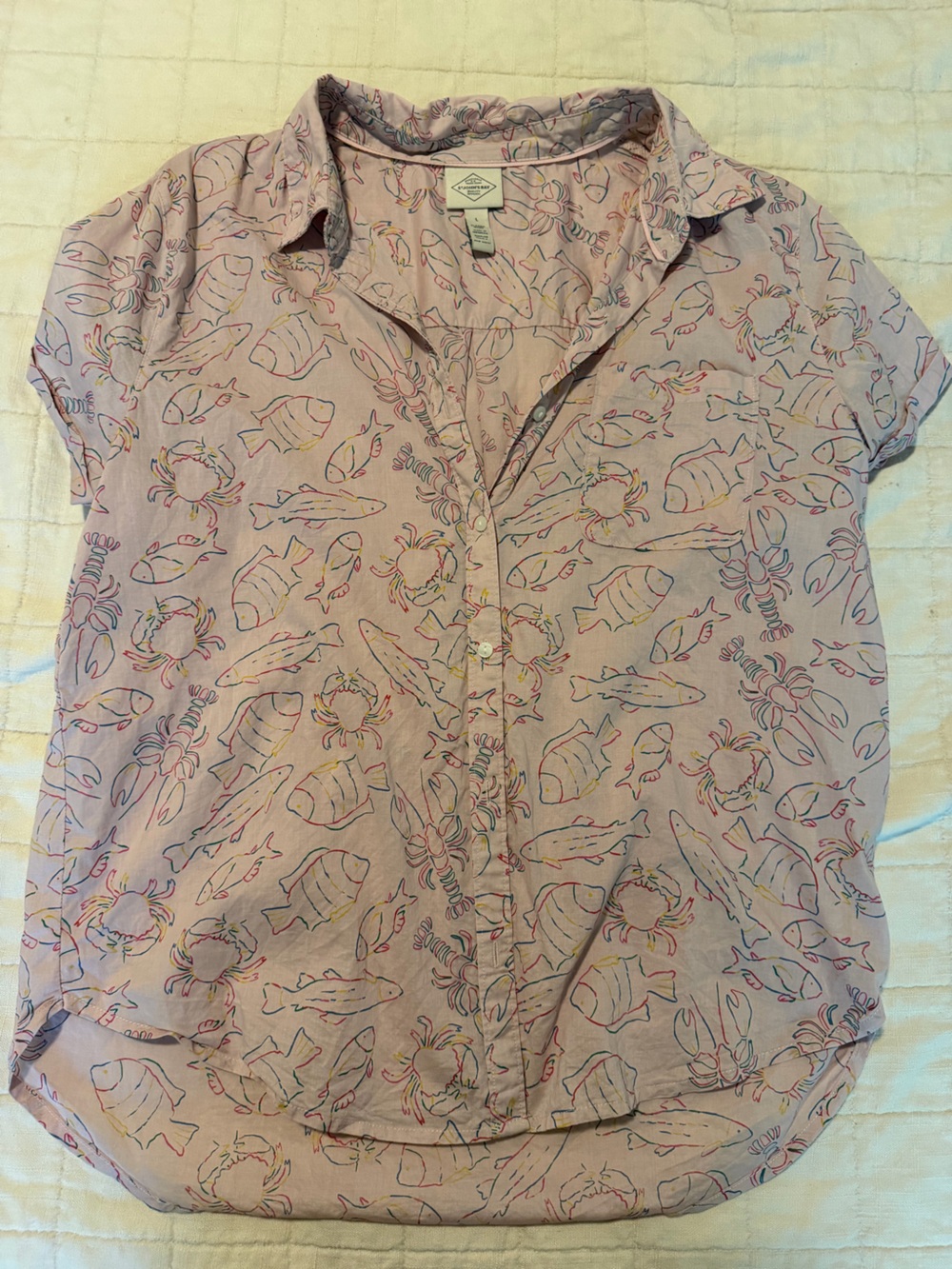 St. John's Bay Light Pink Coastal Print Cotton Top